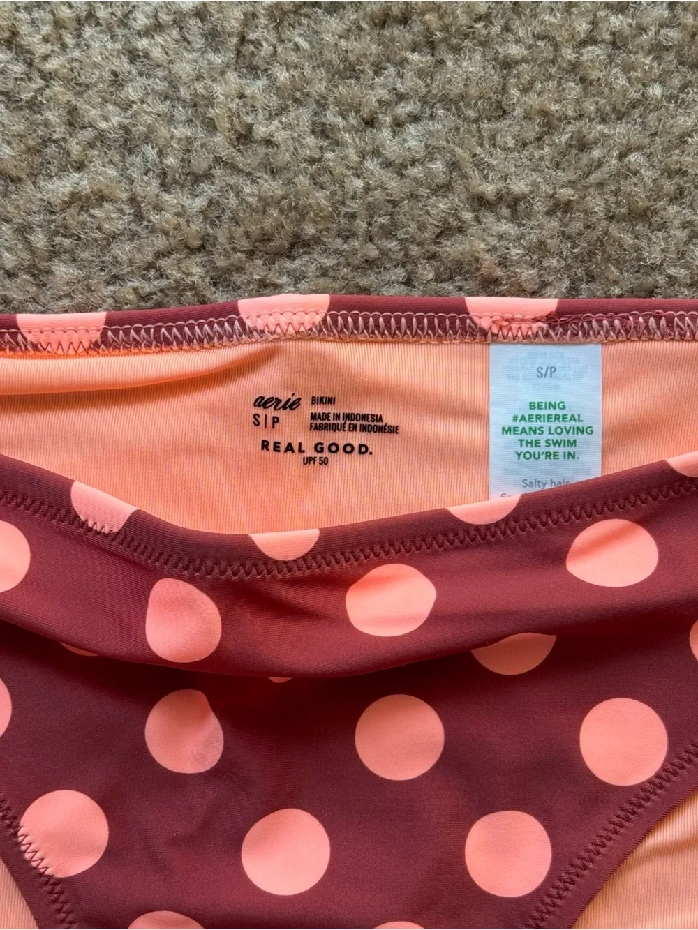 NWT Aerie Full Coverage Polka Dot Bikini Bottom Rust S